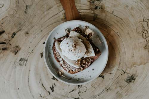 ice cream chocolate cupcake on plate plate
